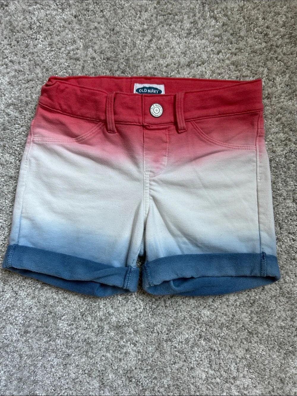 Old Navy Red White Blue Ombre Dip-Dye Shorts
